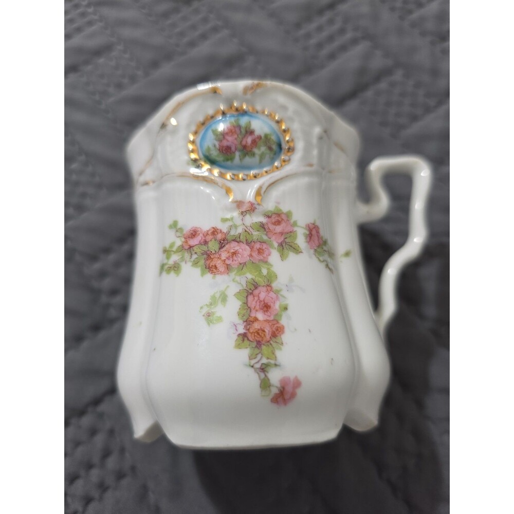 Antique Porcelain Floral Decorated Tea Cup w Gilded Cartouche Approx 1880-1920